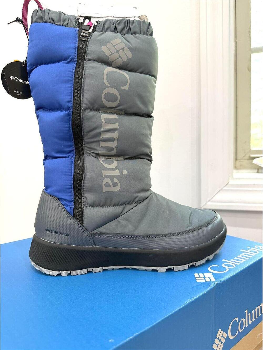 Women's 8 Columbia Waterproof Winter Boots - Gray and Blue Paninaro